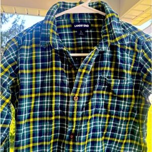 Land’s End L blue green & yellow flannel